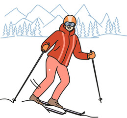 Smiling woman skiing on hill