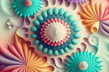 ai generative midjourney illustration of a 3d pattern in pastel colors