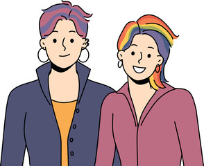 Smiling people with colorful hair
