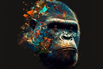 Abstract Gorilla. Colorful Monkey. Generative AI
