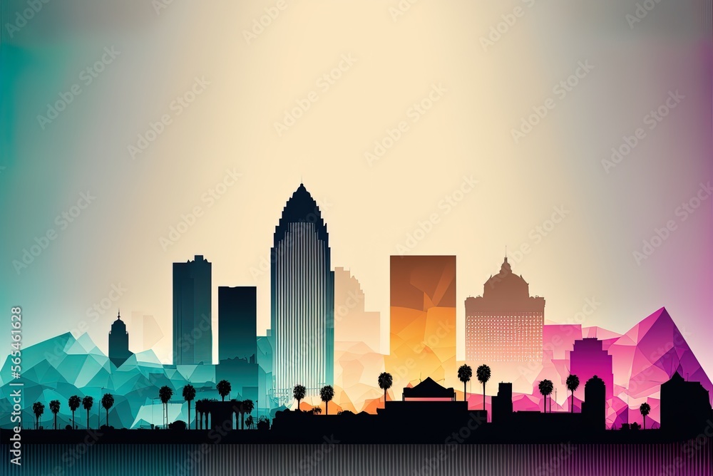 Poster fresno's landmarks and skyline are shown in a gradual transparency thanks to the use of layers. gene