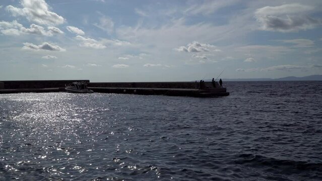 Port at russian St. Pantaleon Orthodox monastery at Mount Athos, Agion Oros (Holy Mountain), Chalkidiki, Greece
