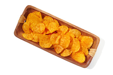 Potato chips in a bowl isolated on white background