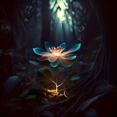  flower in a dark forest
