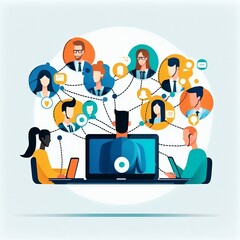 Business team working online by technology remotely connection and business online communication concept