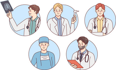 Avatars of medical staff in uniform