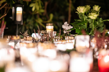 Memorial grave lights on all saints day.