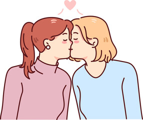 Gay women couple kissing