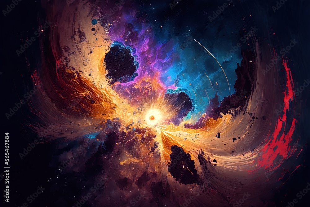 Poster background abstract digital painting image created using galaxies as a theme generative ai