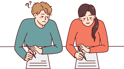 Boy cheating on school exam