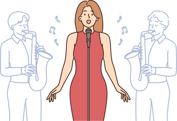 Female singer singing on stage