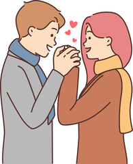 Happy couple hugging showing love