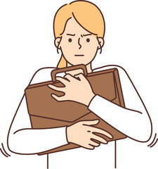 Angry businesswoman holding briefcase