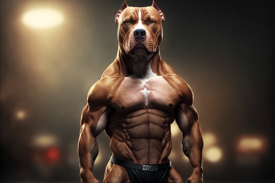 The Human-Animal Hybrid An Illustration of a Muscle Pitbull Dog. Generative  AI Иллюстрация Stock | Adobe Stock