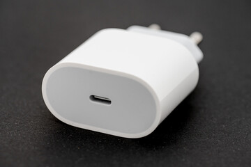 Fototapeta premium White USB-C phone charger.