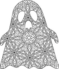 Cute ghost mandala coloring page