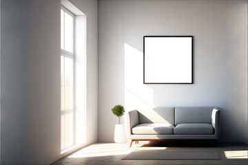 Frame | Canvas Mockup | Living room with artwork - wall art | Generative AI