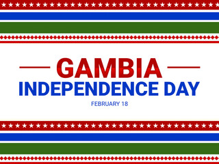 Gambia Independence Day Wallpaper with Flag Colors and typography design. Traditional border design for gambia independence day