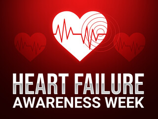 Heart Failure Awareness Week background with beat line and typography on red backdrop. Awareness week for heart failure wallpaper