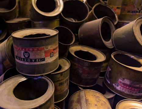 Auschwitz, Poland: empty gas tubes in the museum of Auschwitz concentration camp 