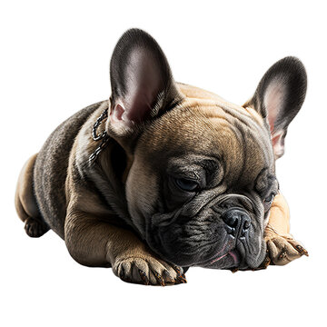 Sleeping French Bulldog Dog in a invisible background Generative AI