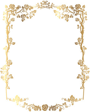 Golden flowers frame design clip art isolated