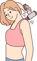 Woman massage back with electronic massager