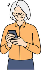 Modern mature grandmother using cellphone
