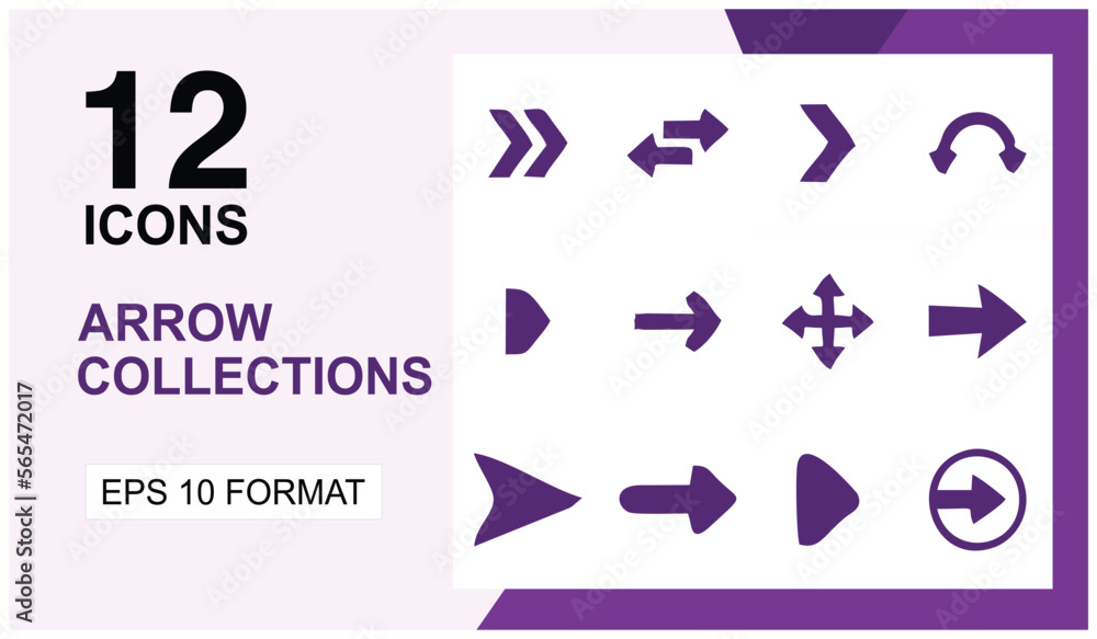 Poster a set of vector arrows in a flat style on a white background. 12 arrow symbol icon set. suitable for