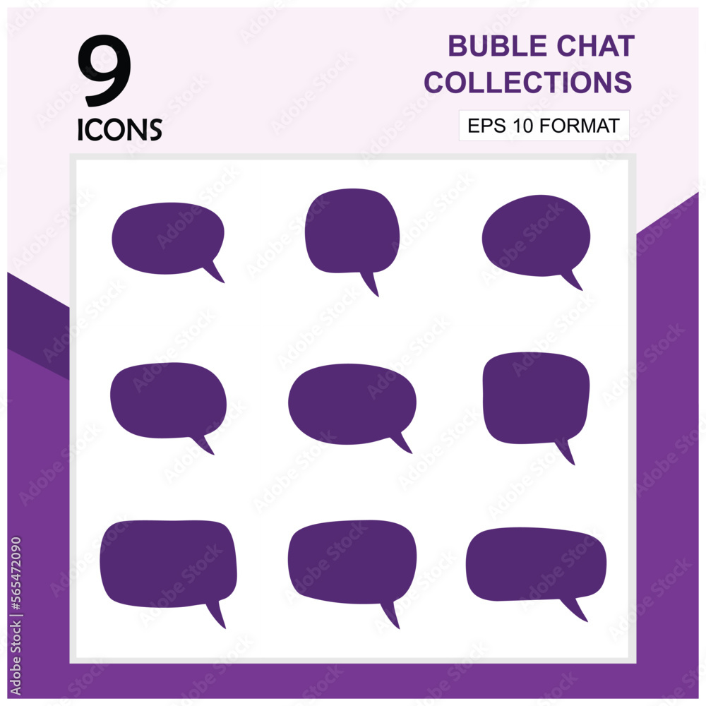 Poster 9 chat bubble icons that can be used in digital message designs. chat digital media icons and symbol