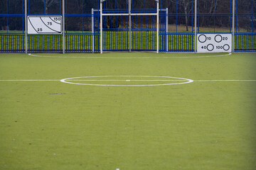 Football field with artificial grass.