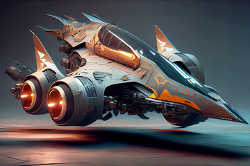 Futuristic fighter. Created with Generative AI technology.