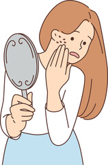 Stressed woman worried about acne