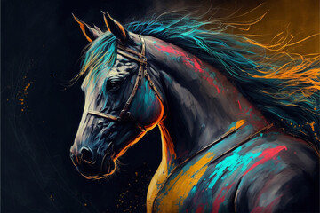 Fototapeta Kolorowy koń malowany obraz