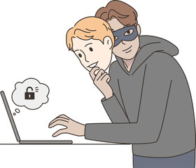 Scammer hacking accounts on computer