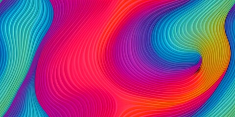 Fototapeta premium Smooth wave flowing rainbow gradient background 3D, liquid abstract wallpaper design. 