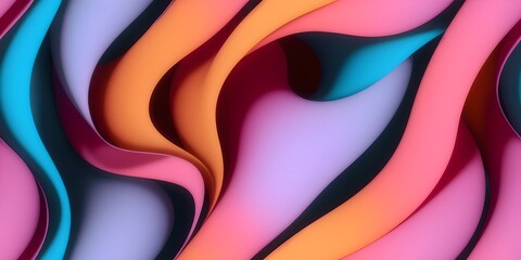 Obraz premium Smooth wave flowing rainbow gradient background 3D, liquid abstract wallpaper design. 