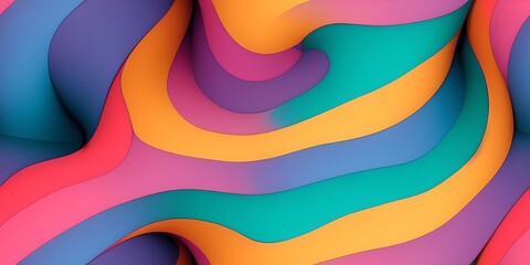 Obraz premium Smooth wave flowing rainbow gradient background 3D, liquid abstract wallpaper design. 
