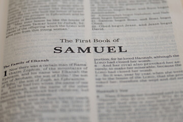 title page from the book of 1st Samuel in the bible or torah for faith, christian, jew, jewish,...