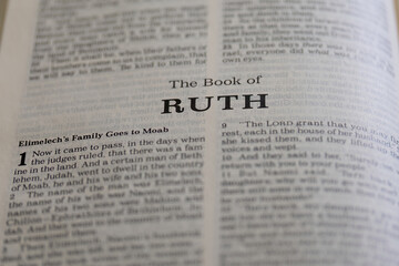 title page from the book of Ruth in the bible or torah for faith, christian, jew, jewish, hebrew, israelite, history, religion