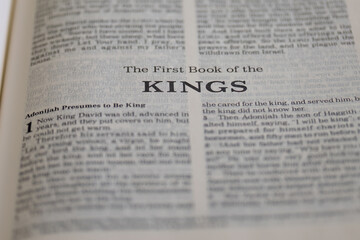 title page from the book of 1st kings in the bible or torah for faith, christian, jew, jewish,...