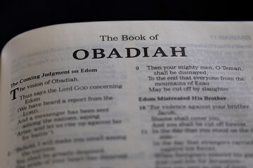 title page from the book of Obadiah in the bible or torah for faith, christian, jew, jewish,...