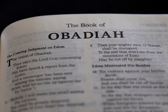 title page from the book of Obadiah in the bible or torah for faith, christian, jew, jewish, hebrew, israelite, history, religion