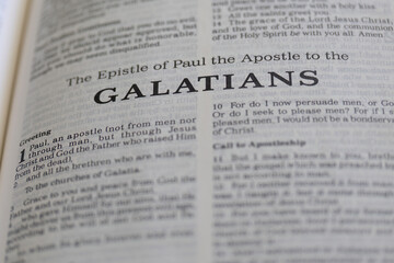 title page from the book of Galatians in the bible for faith, christian, hebrew, israelite, history, religion