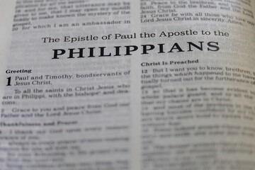 title page from the book of Philippians in the bible for faith, christian, hebrew, israelite, history, religion