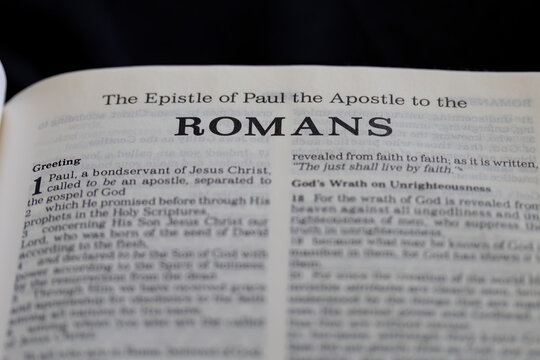 title page from the book of Romans in the bible for faith, christian, hebrew, israelite, history, religion