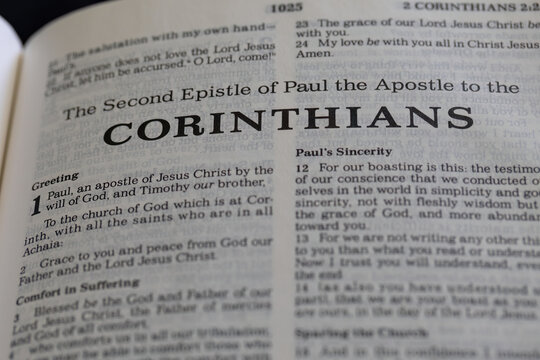 title page from the book of 2nd Corinthians in the bible for faith, christian, hebrew, israelite, history, religion