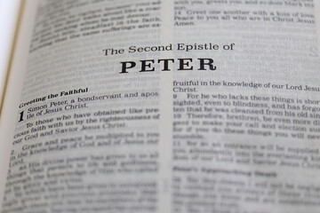 title page from the book of 2nd Peter in the bible for faith, christian, hebrew, israelite, history, religion