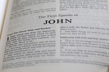 title page from the book of 1st John in the bible for faith, christian, hebrew, israelite, history,...