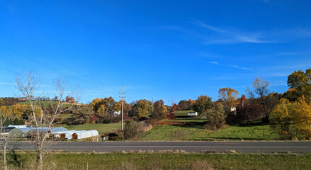 Obraz premium Beautiful farming community in the fall in Upstate NY, USA